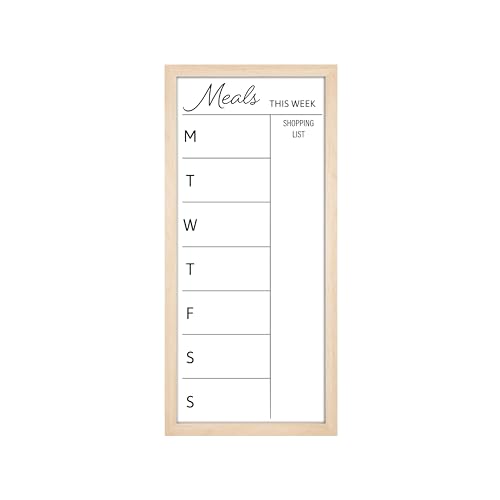 MCS Dry Erase Weekly Meal Planner Natural Framed Calander Whiteboard, 14x30