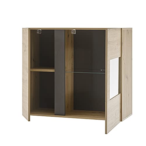 Lomadox TV Wohnwand 3-TLG inkl. Beleuchtung in Eiche Artisan Nb. mit Absetzungen in Graphit grau, B/H/T: ca. 245/180/40 cm – Bild 7