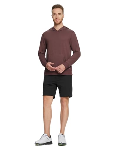 M MAELREG Mens Hoodies Pullover Kangaroo Pocket Regular Fit Stretch Lightweight Golf Hooded Sweatshirts for Men Brick Heather - image 5