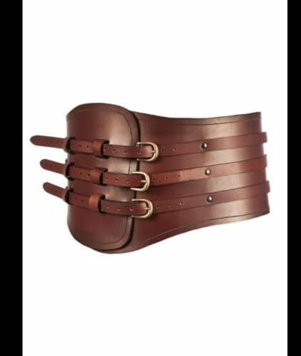 Medieval Roman Gladiator Armor Belt, Triple Leather Waist Belt, Brown One Size3