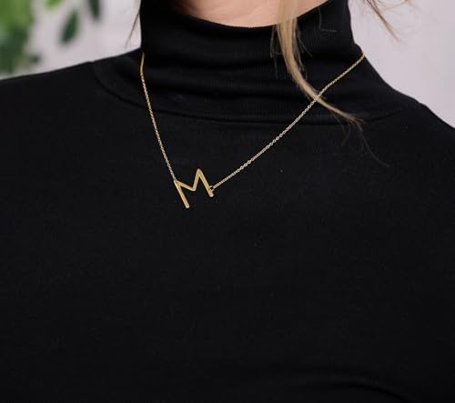 Beaux Bijoux Sideways Initial Necklaces for Women | 14k Gold and Silver Letter Necklaces | Unique Birthday Gift | Trendy Jewelry | Dainty Handmade Necklaces for Women4