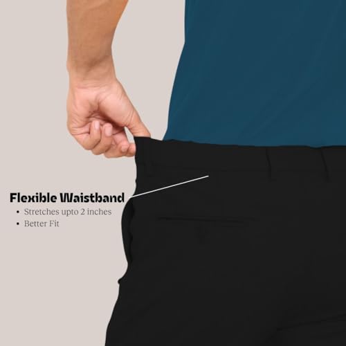Image of SUBTRACT Slim-Fit Stretchable Lycra Formal Pants for Men with Flexible Waistband | Stylish Men's Wear Trousers for Office or Party |Dress Trouser Pant