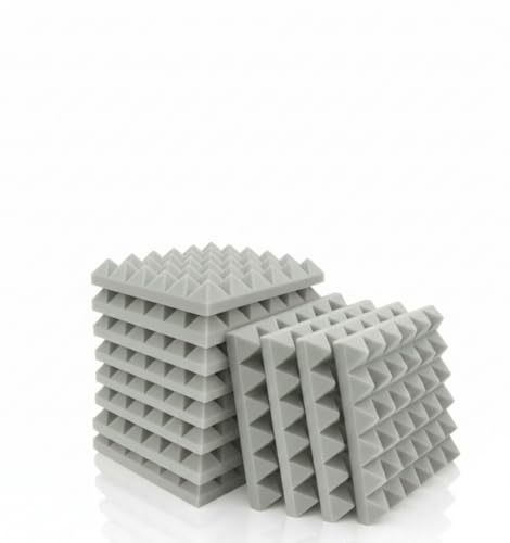 Image of Pyramid Soundproofing Studio Acoustic Foam 1'x1' (Pack of 15) - 2 Inches Inches High Density, Soundproof Foam, Noise Reduction,Echo Absorption (Grey, Pack of 15)