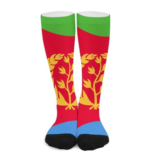 asbwuo Chaussettes montantes homme drapeau de l'Érythrée, chaussettes de sport tubulaires douces et confortables pour femmes