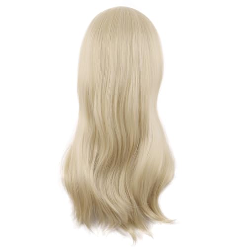 Image of MapofBeauty 24 Inch Long Side Bangs Wavy Curly Party Wig, Blonde | 60 cm Cosplay Wig