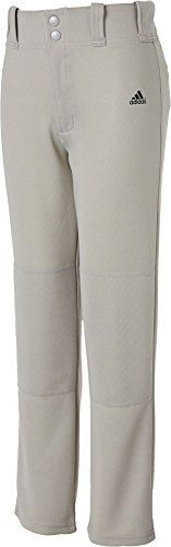 adidas Boy's Triple Stripe Open Bottom Baseball Pants (Grey Baseball, Medium)