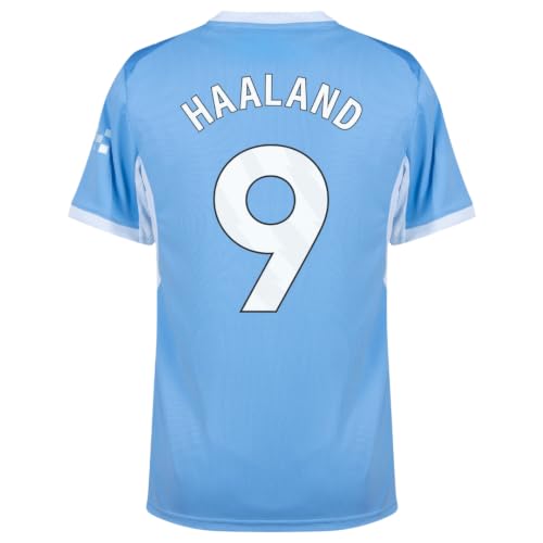 Haaland #9 Man City Home 25/26 Soccer Jersey for Men Fan Version (US, Alpha, Large, Regular, Regular, Home)