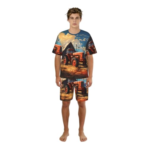 Pyjama tracteur rouge confortable pour des soirées de relaxation en famille