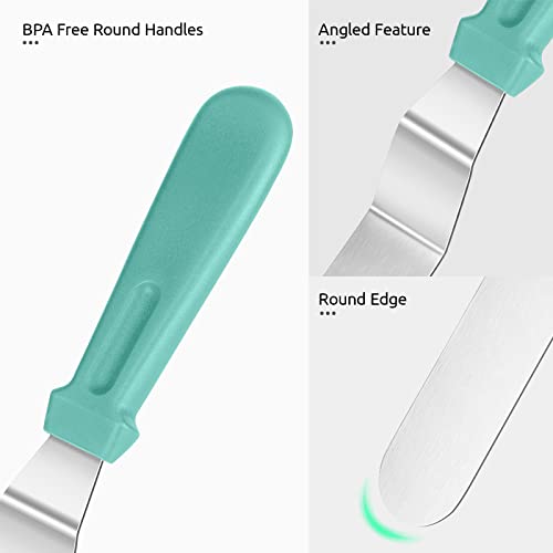 U-Taste 600ºf High Heat-Resistant Silicone Spatula Set And 18/0 Stainless Steel Offset Icing Spatula Set (Aqua Sky) #TOP6