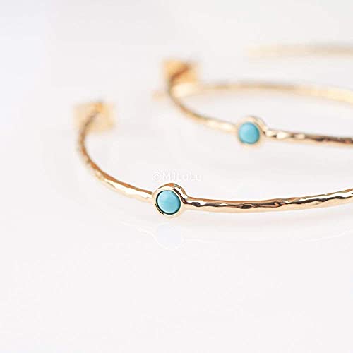14K Gold-Plated Dainty Hoop Earrings with Simulated Blue Turquoise - Lightweight, Hypoallergenic, Chic Boho Design for Versatile Everyday Elegance - delicate minimal Jewelry by MJLULU4