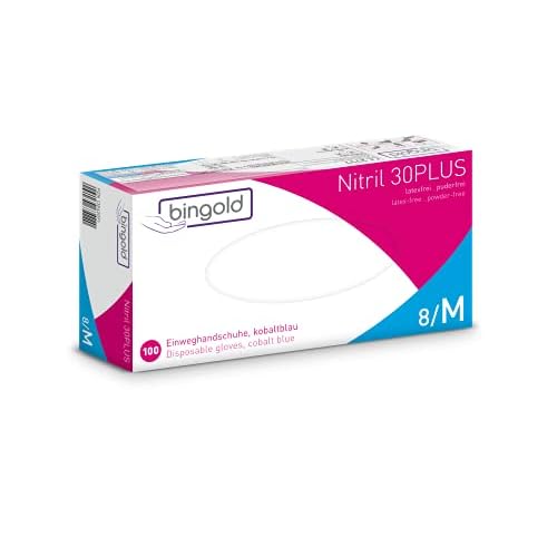 Einmalhandschuhe BINGOLD Nitril 30PLUS, Nitrilhandschuhe, kobaltblau, Größe M, 100-er Pack