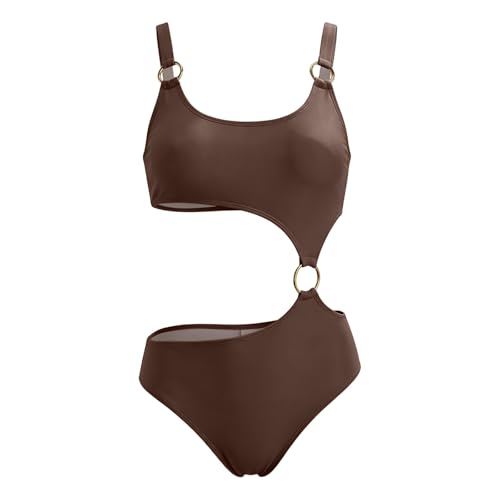 Bañador de mujer traje de baño para adelgazar una pieza con diseño lateral hueco elegante 2