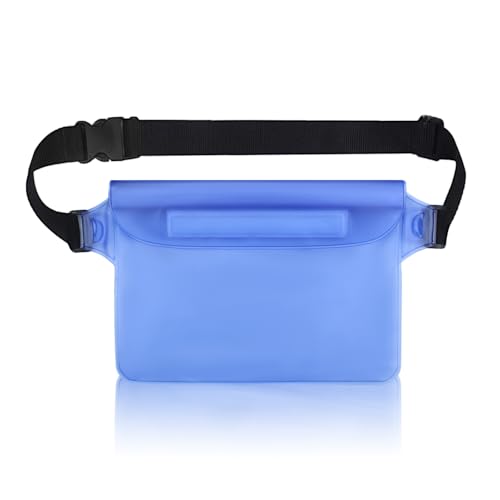 Riñonera Impermeable,Bolsa Estanca Impermeable,IPX8 Bolsa Impermeable,con Correa de Cinturón Elástico Ajustable,para Deportes Acuáticos,Natación,Rafting,Campamento,Kayak,Pesca,22*15.5cm (Azul)