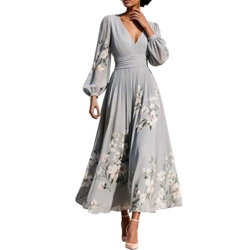 Robe longue à manches longues chic et fleurie idéale pour vos sorties citadines