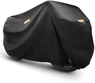 ZGJIJIA Motorcycle Cover Heavy Duty Durable All Season Universal All Weather Waterproof Sun Outdoor Protection with Reflective Strips and Lockholes Fits up to 108