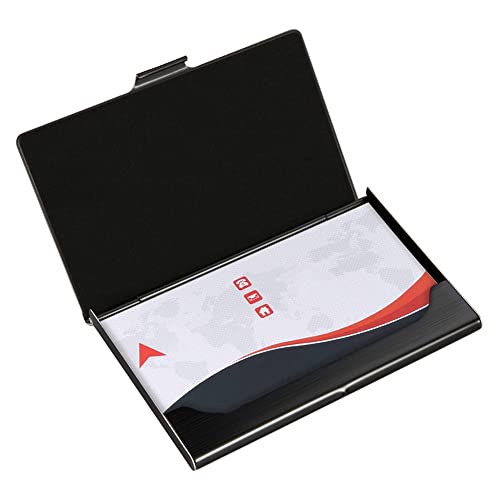 Business Card Holder, Slim Business Card Case, Pocket Metal Card Case, Purse Name Card Holder, Buckle Style Shut, Black3