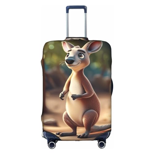 Funny Cartoon Kangaroo Zoo (2) Print Personalized Travel Luggage Cover With Zipper, Elastic Luggage Cover,For Daily Use