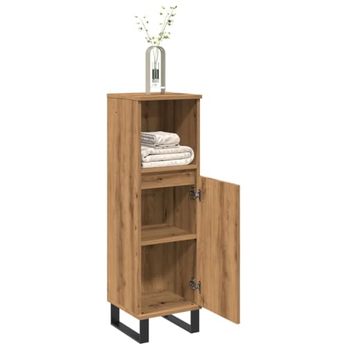 Iiaky Armario de baño Madera Muebles auxiliares de baño Bathroom Cabinet Mueble de baño de ingeniería Roble Artisan 30x30x100 cm // 857212