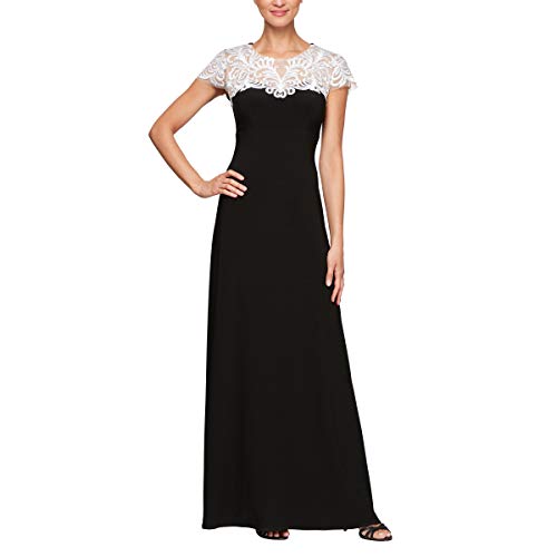 Image of Alex Evenings Women's Long Column Dress with Sweetheart Neck (Petite and Regular)