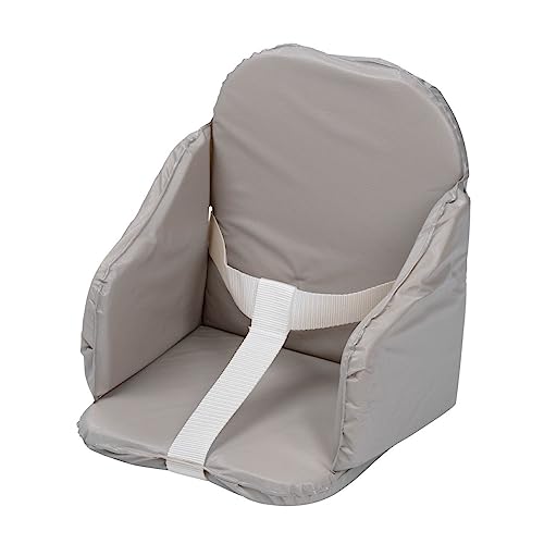 TINÉO - Coussin De Chaise Haute Bébé - PVC - Sangles De Sécurité - Facile à Laver - Fabriqué En France - 27x26x33cm (Gris)