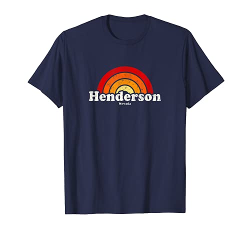 Henderson Nevada NV vintage 70 design retro arco-íris t-shirt, Azul, S