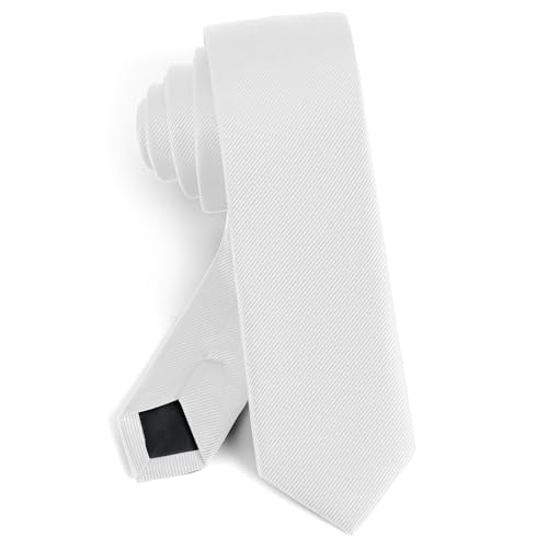 Puistr Boys White Tie Solid Color Necktie for Teen with Gift Box