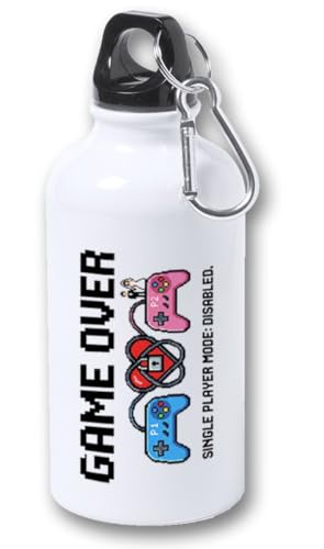 MERCHANDMANIA Bidón 400ml metálico frase graciosa gamer casado