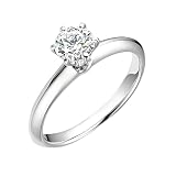 Anelli di fidanzamento in oro bianco 375 con diamante 0,3 carati, solitario da sposa, 9 carati, per donna, misura 53 (16,9)
