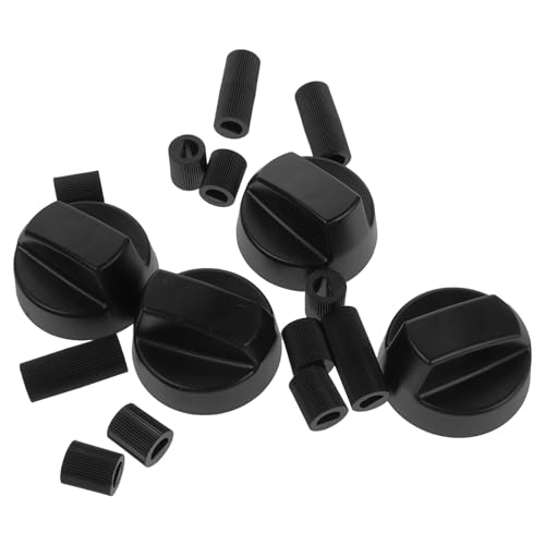 LALADEFIEE Paquete de 4 Mandos para Cocina con Adaptadores Pomos de Control Negro para Estufa Gas Hornos y Placas Reemplazo Duradero y Compatible