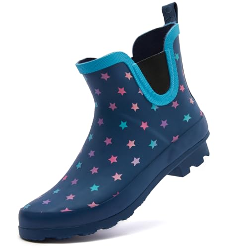 SWIFTFROG Rain Boots for Women - Waterproof Ankle Garden Shoes Anti-Slipping Floral Printed Rainboots for Ladies Stylish Light Ankle Rain Shoes, Women's Rain Footwear3