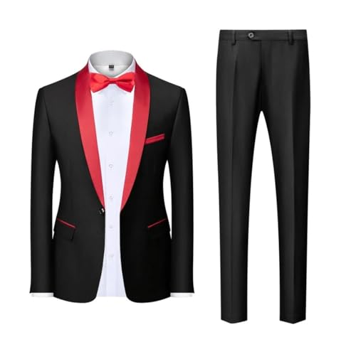 Pohullan Men Jacket Vest Pants Formal Suit Business Office Color Contrast Suit Groom Wedding Slim Suits