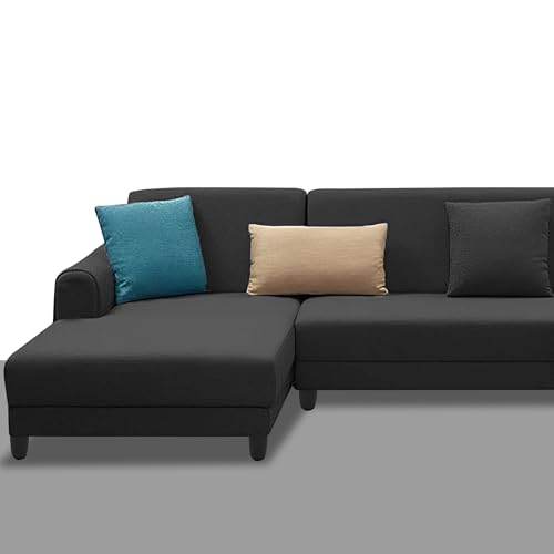 Image of Kraven LHS 6 Seater L Shape Sofa Set for Living Room (Black Fabric) Premium Fabric Sofa