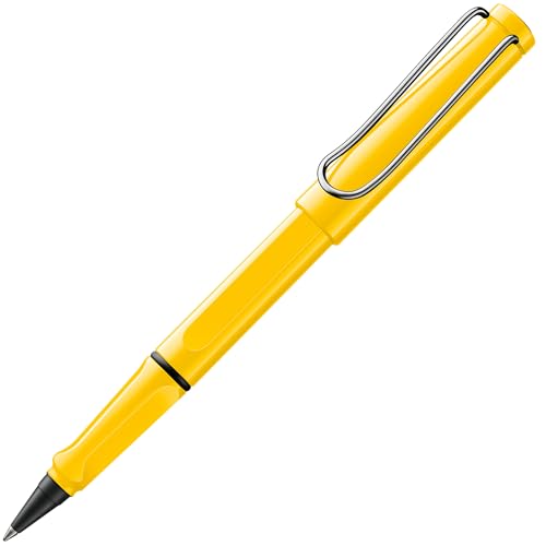 Lamy safari roll-ink yellow Tintenpatronenroller – zeitlos klassischer Stift mit ergonomischem Griff & Strichbreite M - Gehäuse aus robustem ASA-Kunststoff – inkl. Tintenpatrone T10 blau