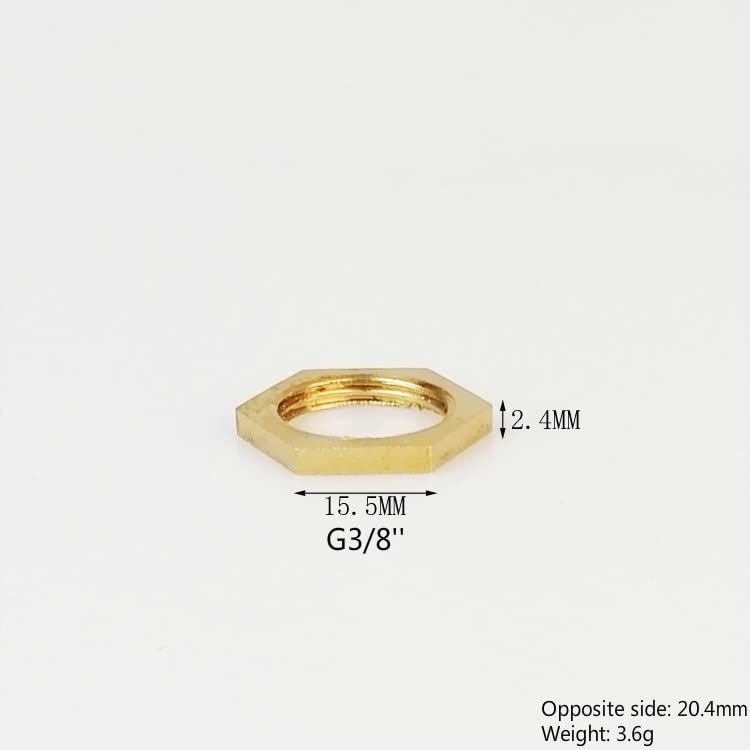 Brass Hex Lock Nuts for Pipe Connection - 1/8" to 1" BSP Female Thread with Hex Shank and Flange Cap - Durable Brass Construction (5Pcs 03)