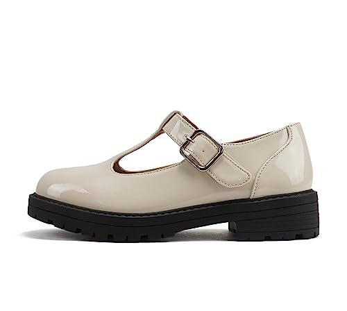 Soda “GARNY-2” ~ Little Kids/Children/Girls Round Closed Toe Hook & Loop T-Strap Mary Jane Lug Sole Low Heel Shoe