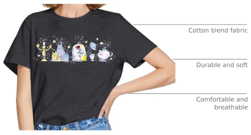 Image of Magic Kingdom Shirt for Women Believe in the Magic T Shirt Castle Graphic Tops Summer Vacation Tops