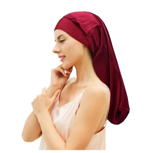 Desmend Gorro Seda Dormir Protege el Cabello, Adecuado para Cabello Largo Que llega hasta la Cintura (1 Unidad, Rojo)
