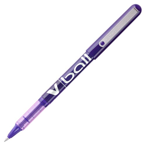 PILOT VBall Rolling Ball Stick Pens, Extra Fine Point, Purple Ink, 12-Pack - image 1