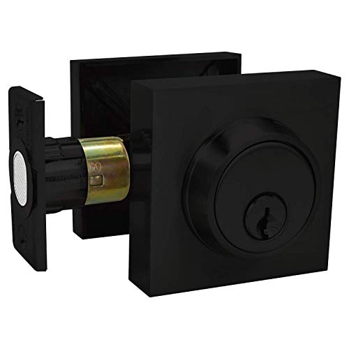 Image of Nuk3y Hulk Series Lever Door Handle Slim Square Modern Contemporary Lever Set (Deadbolt [Double Cylinder], Matte Black)