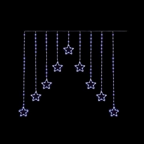 Premier 1.2m x 1.2m Christmas Star Pattern Flexibrights White Pin Wire Curtain Light with 258 White LEDs, Indoor and Outdoor Use, Clear Cable