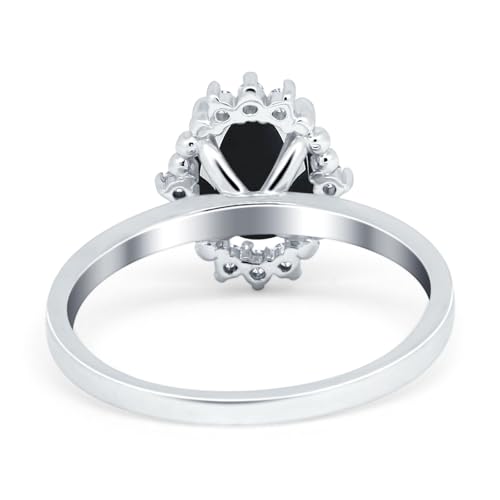 OMRANII Art Deco Oval Natural Black Onyx Beaded Vintage Style CZ Wedding Engagement Rings For Women 925 Sterling Silver Gifts For Her3