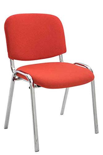CLP Chaise de Conférence Ken Piétement en Métal Chromé - Chaise Visiteur avec Revêtement en Tissu de Qualité - Chaise Confortable et Empilab, Couleur:Rouge