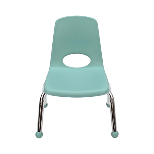 Image of FDP 10 inch School Stack Chair, Stacking Student Seat with Chromed Steel Legs and Ball Glides; For In-Home Learning or Classroom - Contemporary /Purple (4-Pack), 14001-CTPU