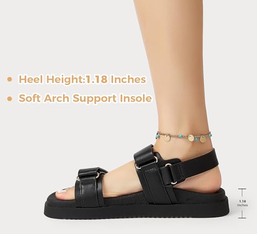 LUCKY STEP Women's Flat Sandals Casual Open Toe Beach Sandals Adjustable Double Strap Summer Sandals2