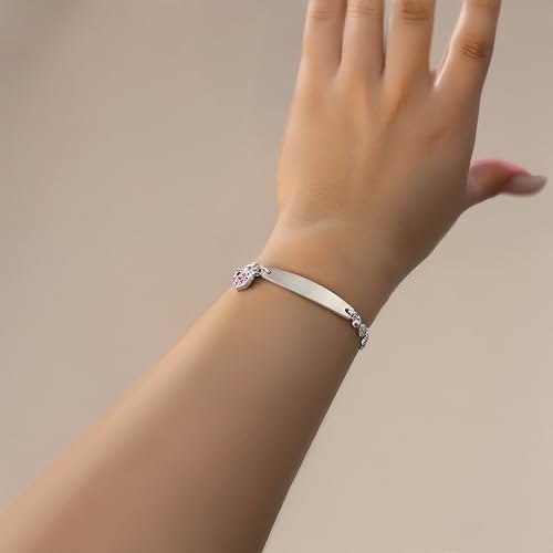 LinnaLove-Pre-engraved Simple Rolo chain Medical alert id bracelet for Women-Penicillin allergy-Silver Heart chain - Thumbnail 5