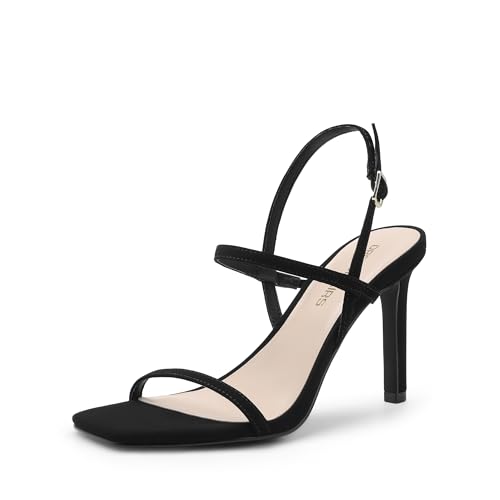 DREAM PAIRS Womenβs Slingback Heels High Stilettos Open Square Toe Ankle Strap Pumps Sexy Comfort Strappy Dress Shoes Wedding Bridal Heeled Sandals 7 Black-nubuck