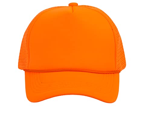Top Headwear 12 Pack Dozen Men's Plain Trucker Mesh Cap Blank Hats Neon Orange #TOP1