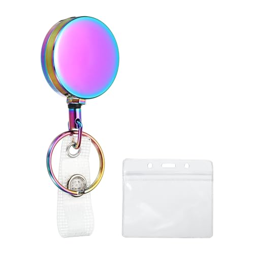 Porte-badge rétractable en métal PATIKIL avec clip ceinture pour clés et cartes de nom