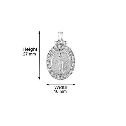 Vanbelle Rhodium Plated 925 Sterling Silver Our Lady Of Guadalupe Medal Pendant Necklace With Cubic Zirconia Stones For Men And Women #TOP1