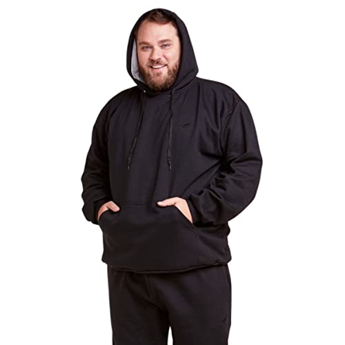 Conjunto Moletom Plus Size Masculino com Capuz e Bolsos (Preto, G2)